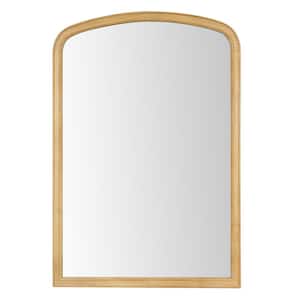 24 in. W x 36 in. H Medium Arched French Country Style Natural Pine Wood Wall Mirror