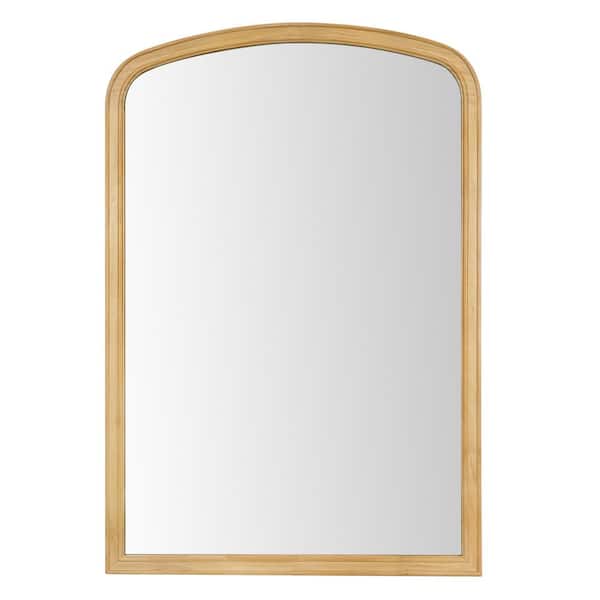 WallBeyond 24 in. W x 36 in. H Medium Arched French Country Style Natural Pine Wood Wall Mirror
