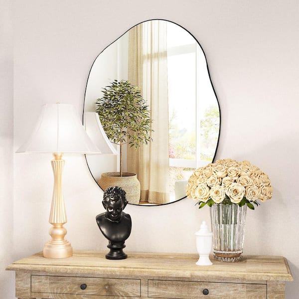24 in. W x 32 in. H Irregular Modern Frameless MDF Wall Mirror