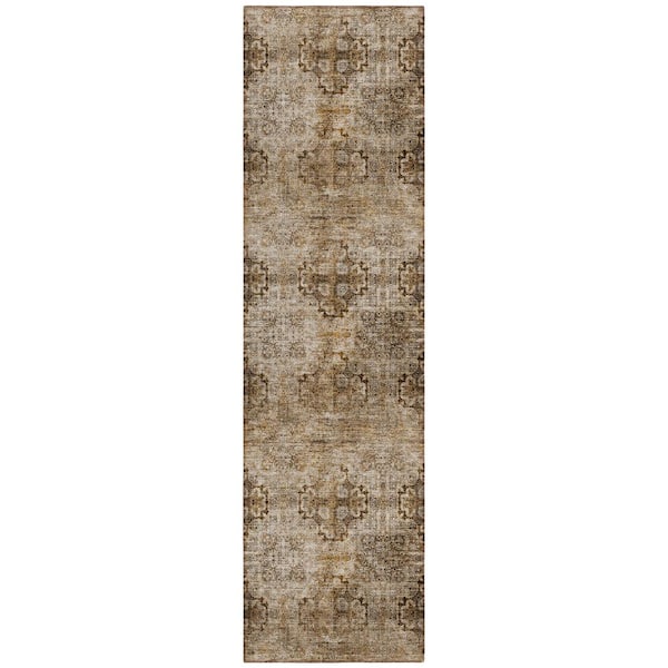 Addison Rugs Chantille ACN557 Taupe 2 ft. 3 in. x 7 ft. 6 in. Machine Washable Indoor/Outdoor Geometric Runner Rug