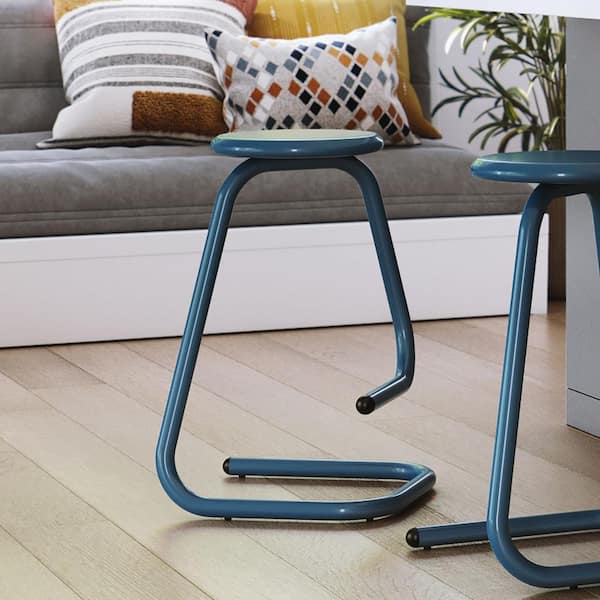 Amisco Paperclip70 26 in. Blue Metal Counter Stool