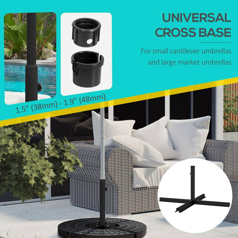 Black Steel Outdoor Cross Brace Umbrella Stand