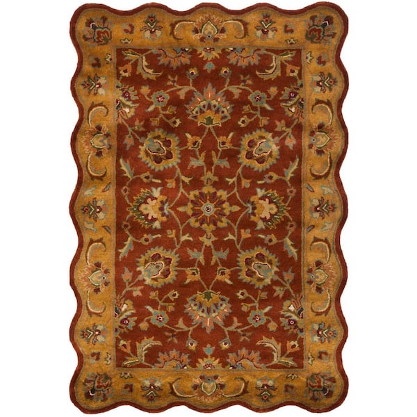 Heritage 4 ft. x 6 ft. Red/Natural Antique Floral Specialty Area Rug