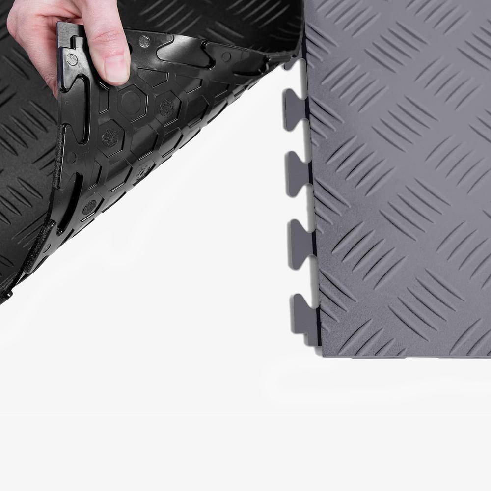 Light Gray Diamond Pattern Interlocking PVC Garage Floor Tiles