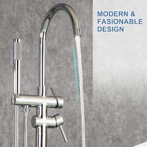 2-Handle Freestanding Tub Faucet with handheld shower in. Chrome