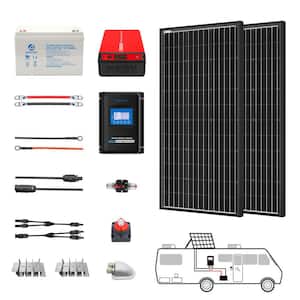 200-Watt Monocrystalline Off Grid Solar Power Kit, 2 x 100-Watt Solar Panel with 100Ah Gel Deep Cycle Battery
