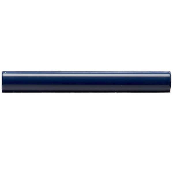 Merola Tile Moldura Navy 1 in. x 7-7/8 in. Ceramic Pencil Wall Trim Tile