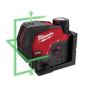 M12 12-Volt Lithium-Ion Cordless Green 125 ft. Cross Line and Plumb Points Laser Level Kit with 3.0 Ah Battery