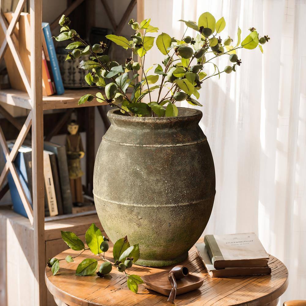 Rustic Ginger Root Brown Ceramic Decorative Table Vase
