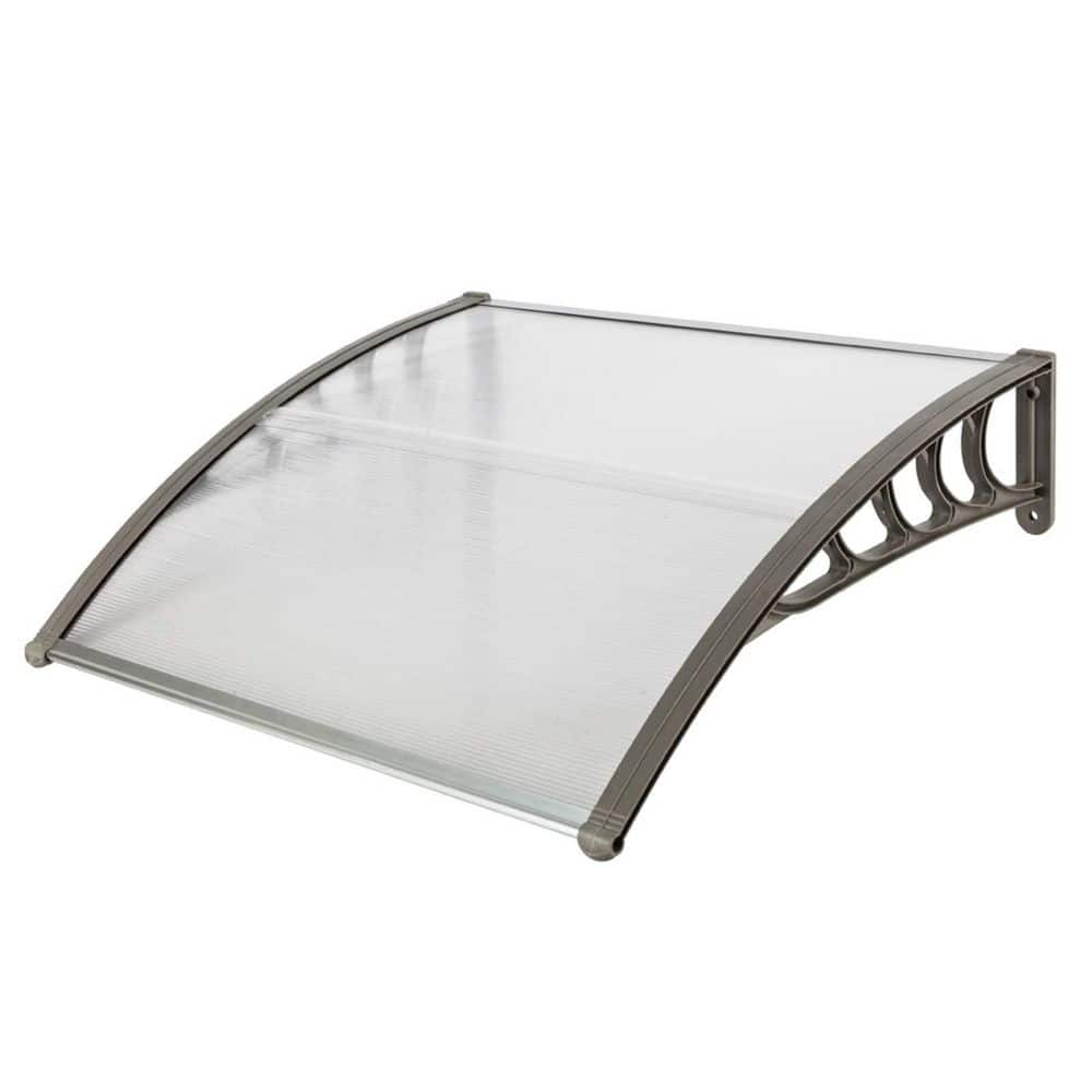 3 .6 ft. Polycarbonate Front Door Window Awning in Gray, Patio Awning ...