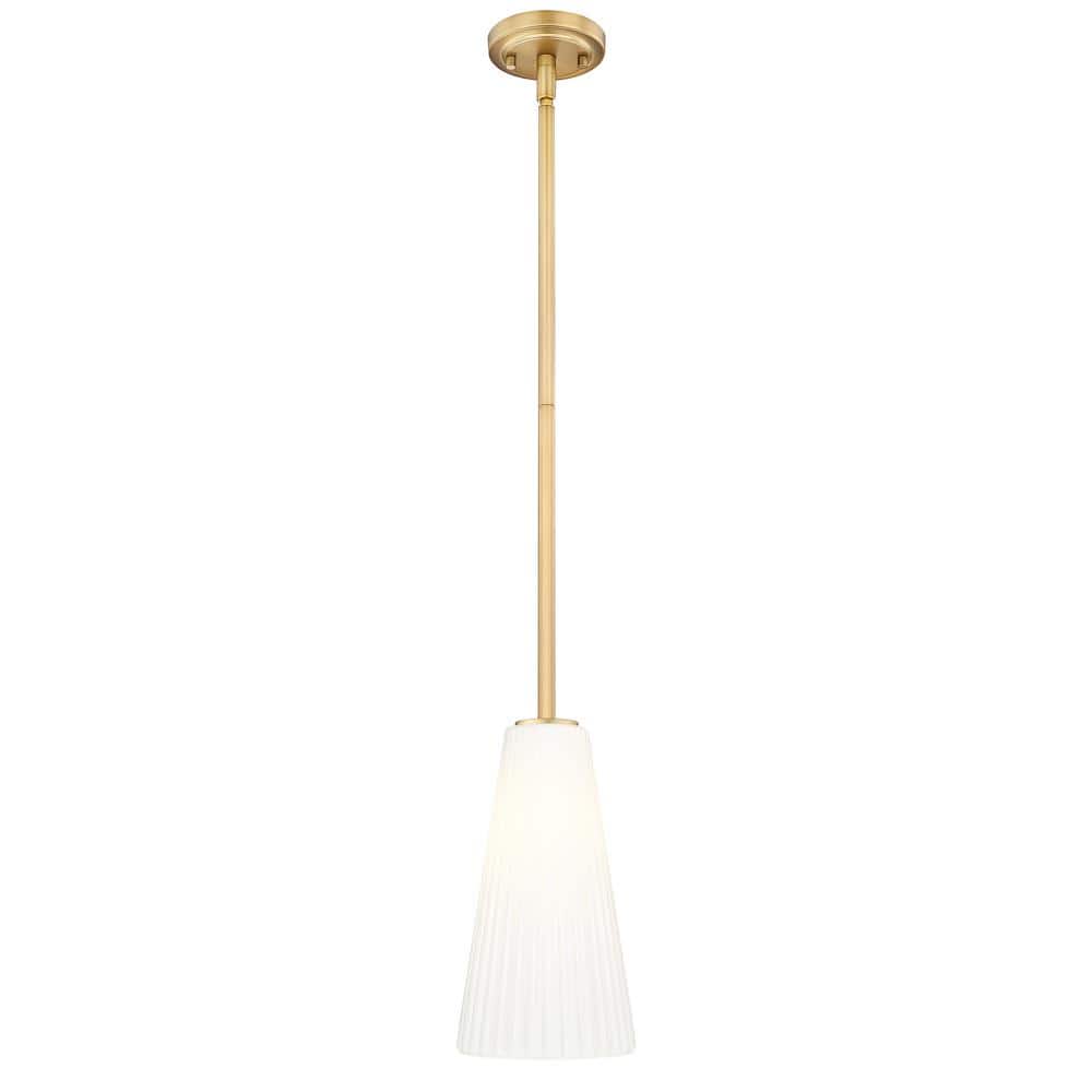 Farrell 60-Watt 1-Light Modern Gold Pendant-Light with White Glass shade, n