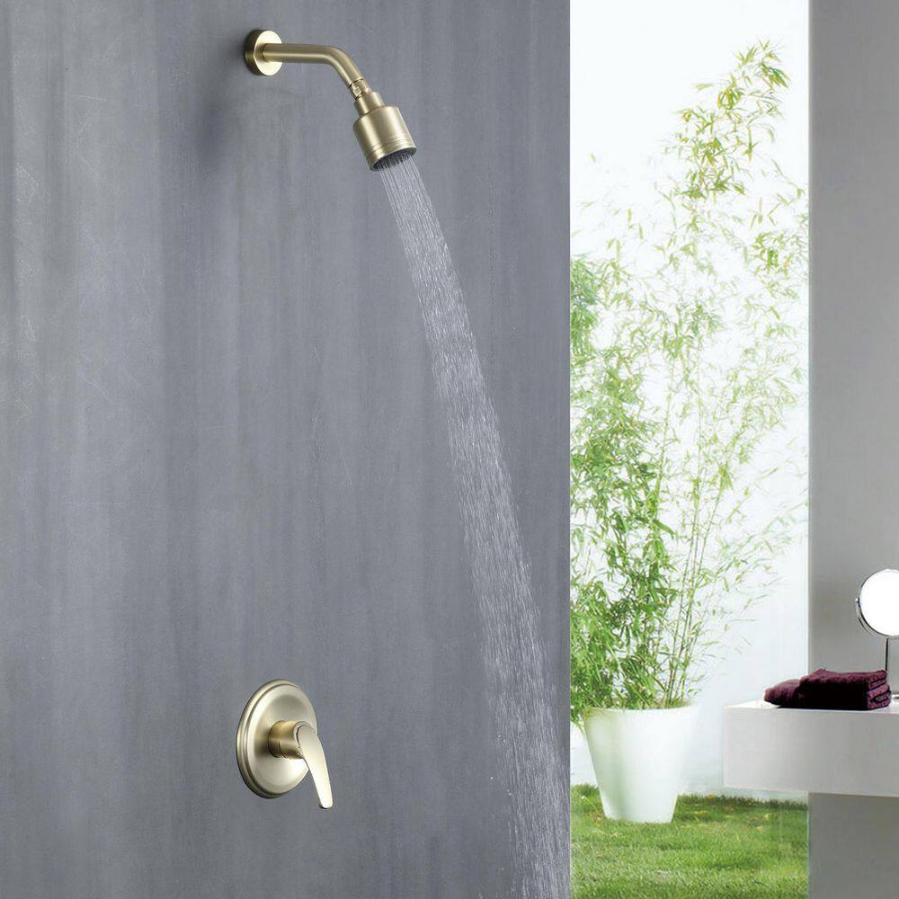 Brushed Gold Wall Mounted Rain Shower Faucet Set