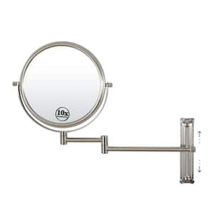 8 in. X 8 in. Small Round Magnifying Wall Mounted Bathroom Makeup Mirror in Adjustable 1x/10x Magnification