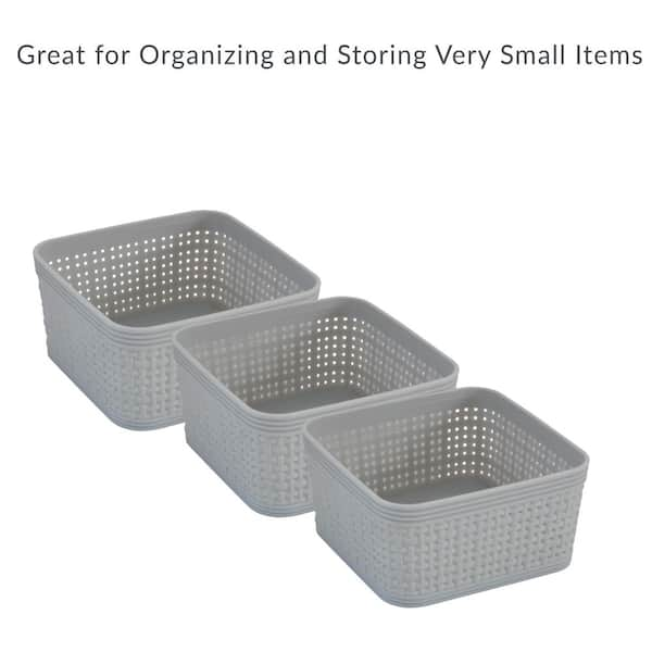 Simplify 10 Pack Plastic Organizing Storage Basket Set, Grey 