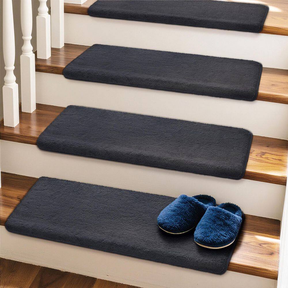 Dark Gray 9.5 in. x 30 in. x 1.2 in. Plush Bullnose Indoor Stair Tread Cover Carpet Self Adhensive Mat (Set of 12) price history on PriceWatchPro