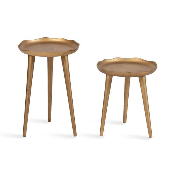 Alessia 12 in. Gold Round Metal Indoor Plant Stand