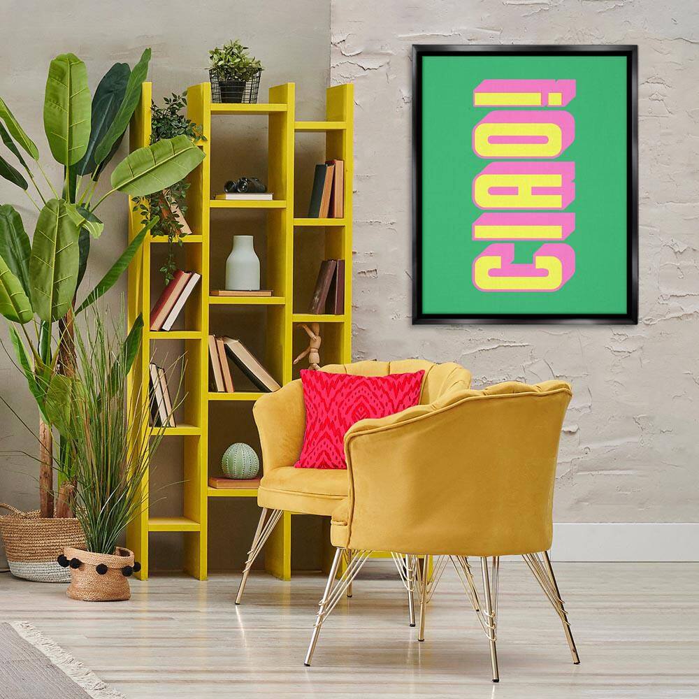 Ciao Bold Lettering by House of Lulu Black Floater Frame Typography Graphic Art Print 31 in. x 25 in. price history on PriceWatchPro