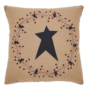 Pip Vinestar Natural Country Black Burgundy Primitive Wreath 6 in. x 6 in. Throw Pillow