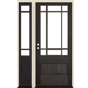 50 in. x 80 in. Contemporary RH 3/4 Lite Clear Glass Black Stain Douglas Fir Prehung Front Door with LSL