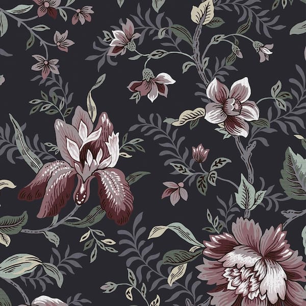 Laura Ashley Edita's Garden Charcoal Grey Removable Wallpaper Sample