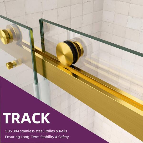 SHAAMA 76 in. W x 80 in. H Double Sliding Frameless Shower SHAAMA 76 in. W x 80 in. H Double Sliding Frameless Shower