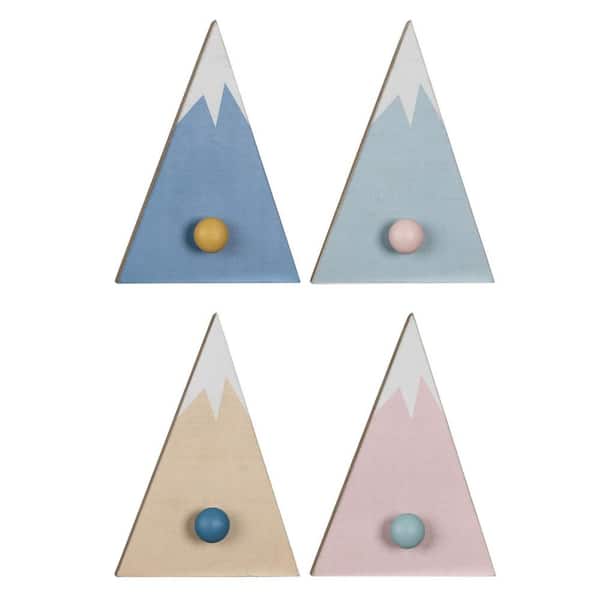 HomeRoots 7 in. Multicolor Mountain Shaped Wall Hooks (Set of 4)