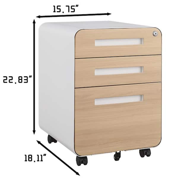 Boyel Living 3-Drawer White&Brown Metal W Lateral Mobile