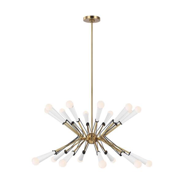 Generation Lighting Piro 20-Light Burnished Brass Large Mid-Century Modern Hanging Sputnik Chandelier