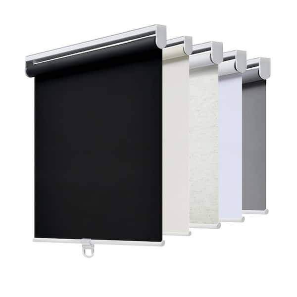 Cordless Blackout Roller Shade, Thermal Insulated, Easy Install, Polyester, Best for Kids, Black, 37 in. W x 72 in. L