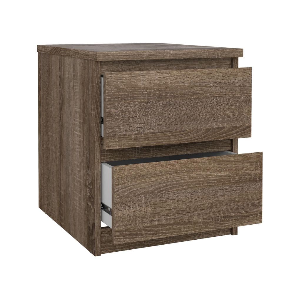 Truffle Oak 2-Drawer Modern Nightstand