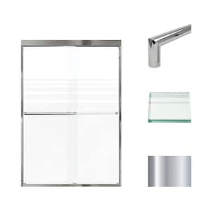 Frederick 47 in. W x 70 in. H Sliding Semi-Frameless Shower Door in Polished Chrome with Frosted Glass