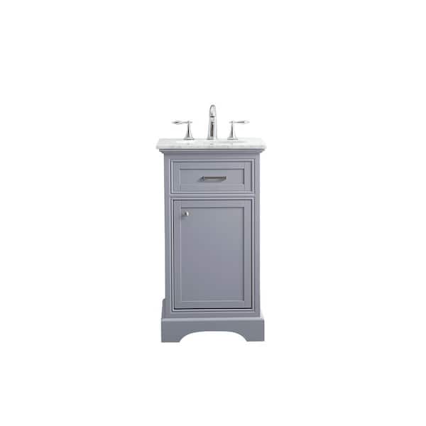 Unbranded Simply Living 19 in. W x 19 in. D x 35 in. H Bath Vanity in Light Grey with Carrara White Marble Top