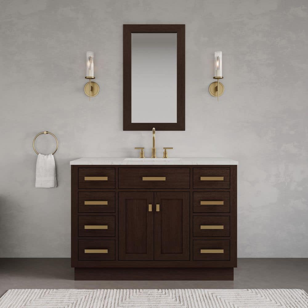 Chestnut 48" Brown Pine Vanity with White Ceramic Sink