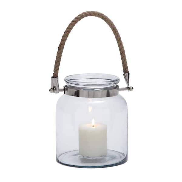 Litton Lane Clear Glass Handmade Decorative Candle Lantern with