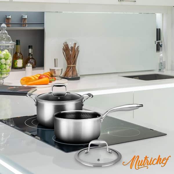 NutriChef Jovial 2-Quart Stainless Steel Saucepan-18/8 Food Grade Heavy  Duty Cookware,Sauce Pot,Stew Pot,Simmering Pot Kitchenware w/See Through