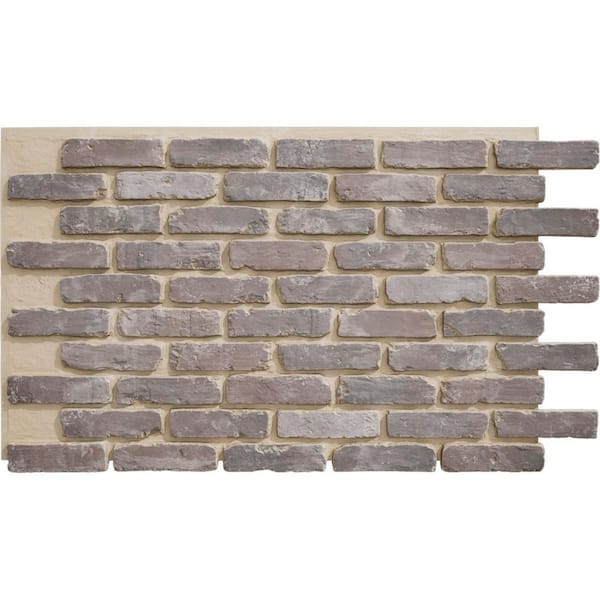 EverStone Aged Brick Faux Brick Panel, 46 7/8"W x 27"H x 1 1/4"D, Limewashed Color