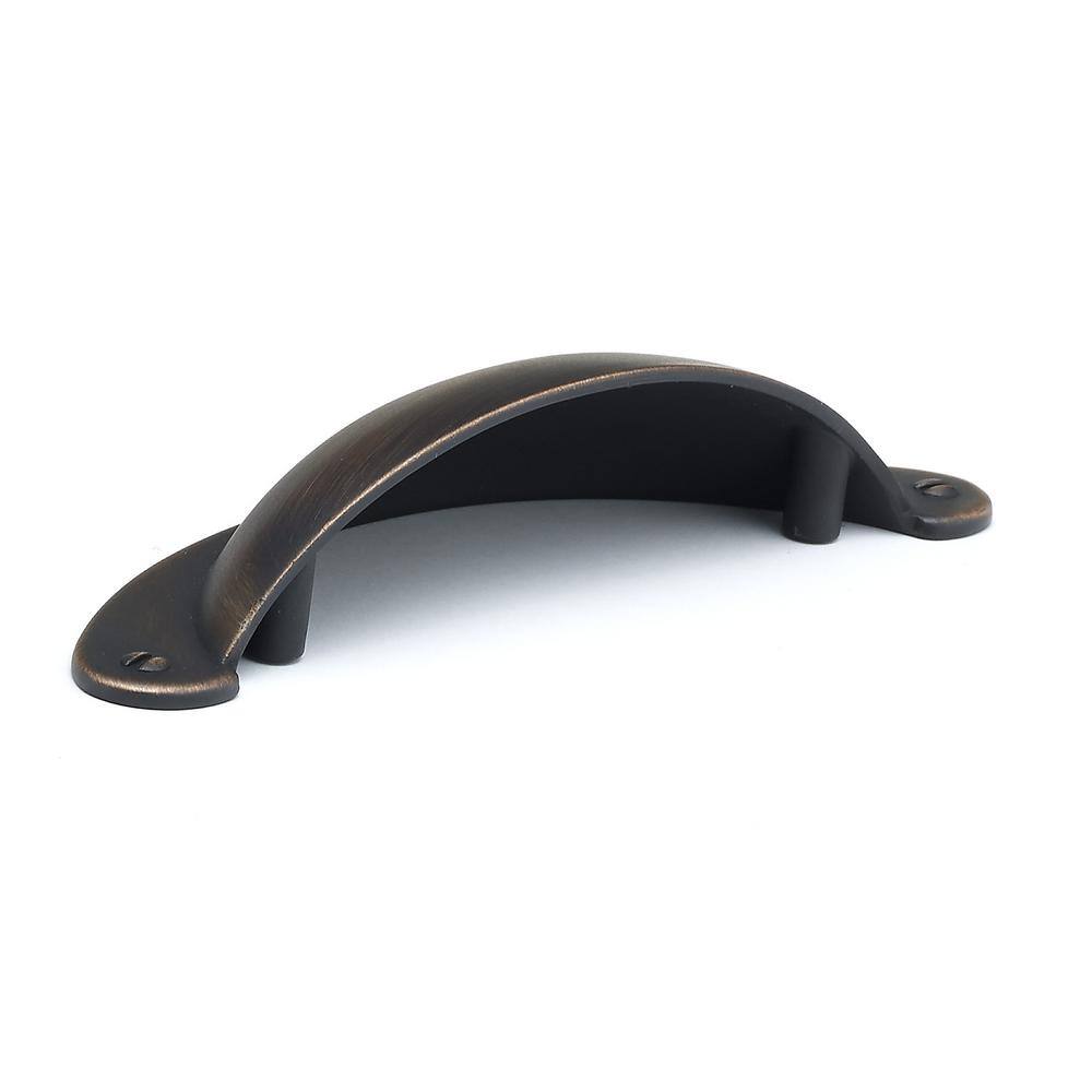 Oil-Rubbed Bronze Traditional Cup Cabinet Pull with Mounting Hardware