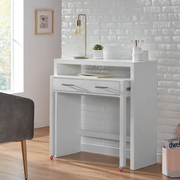 Home Decorators Collection 36 in. Rectangular White Wash Secretary Desk  with Solid Wood Material WD-25-W - The Home Depot