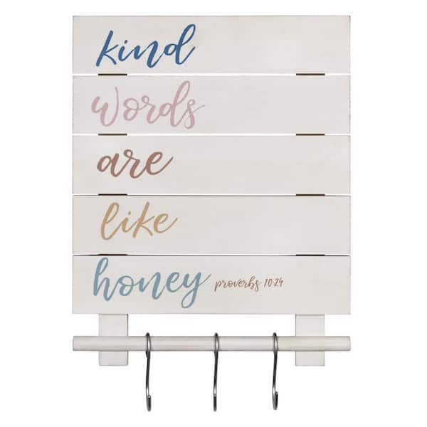 HomeRoots 14 in. Multicolor Kind Words Are Honey Wooden Wall Decor