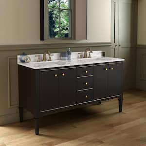 Roma 61 in. W x 22 in. D Bath Vanity in Espresso with Engineered Stone Vanity Top in Fish Belly with White Basin
