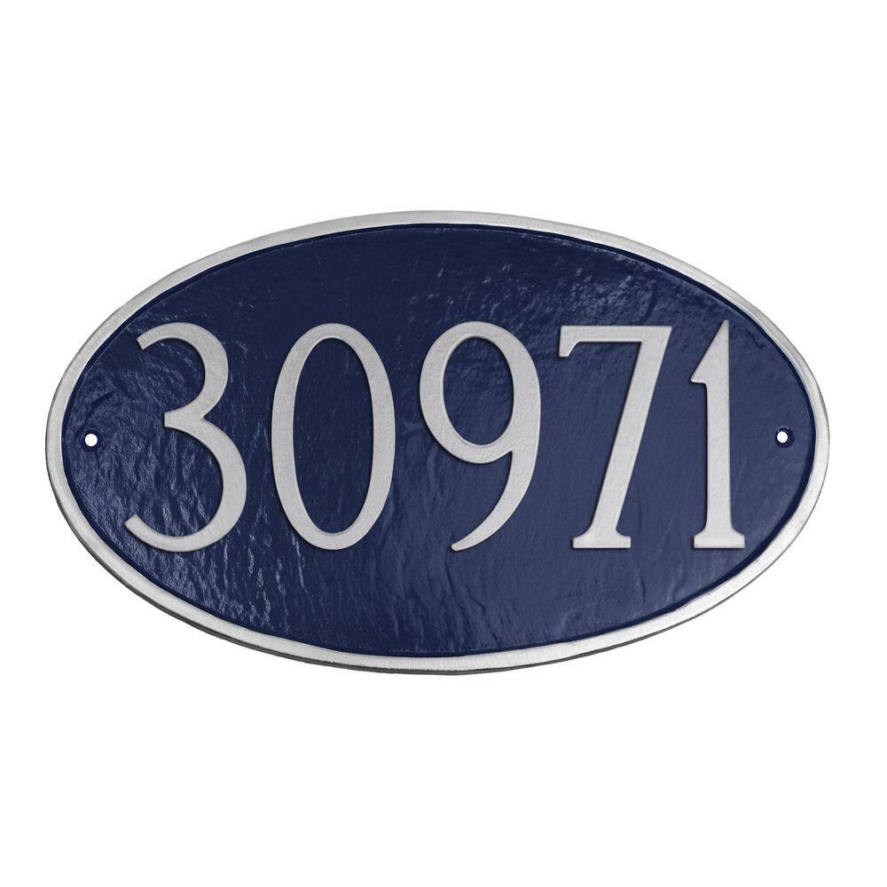 Classic Oval Standard Address Sign Plaque - Navy/Silver price history on PriceWatchPro