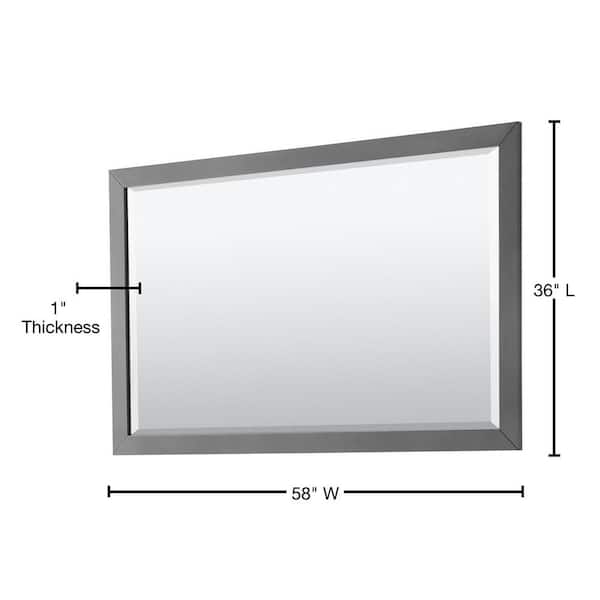 Daria 58 in. W x 36 in. H Rectangular Framed Wall Bathroom Vanity Mirror in Dark Gray