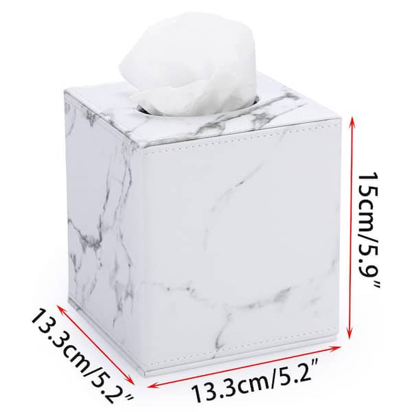 Numhew Square Leather Tissue Box Cover with Magnetic Bottom in