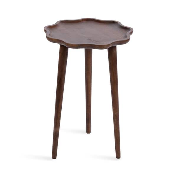 Kate and Laurel Alezar 15.00 in. Walnut Brown Scalloped Solid Wood End Table