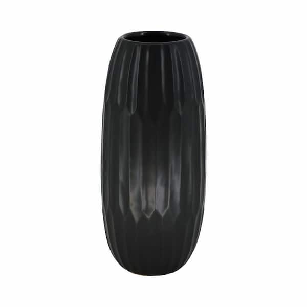 Liv & Skye 16 in. Black Ceramic Novelty Design Decorative Vase