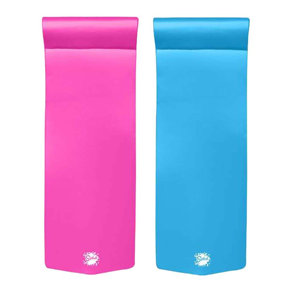 Flamingo Pink and Blue Foam Pool Lounger Set, 70"