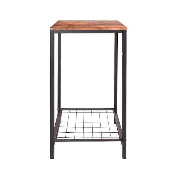 Ahokua 15.94 in. Red Brown Rectangle Wood Side Table with 1-Shelves