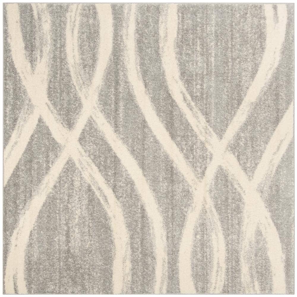 Ft Square Striped Area Rug, Gray And Cream Area Rug