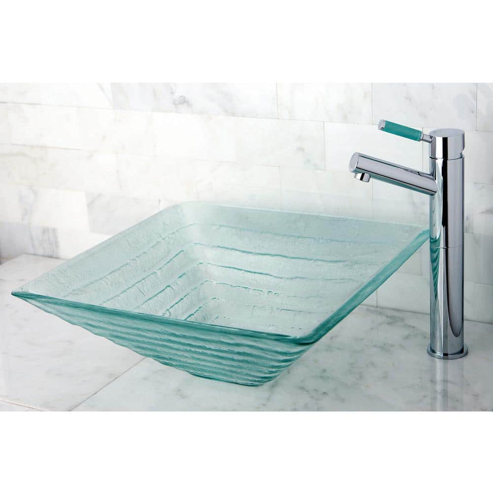 Clear Tempered Glass Square Above-Counter Vessel Sink