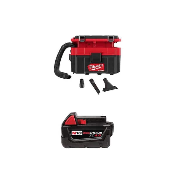 M18 FUEL PACKOUT 2.5 Gal. Wet/Dry Vacuum and M18 18-Volt 4.0 Ah Battery
